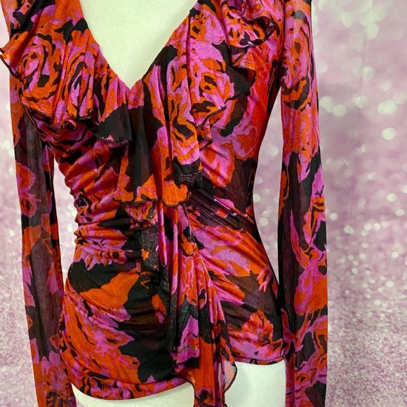 Diane Von Furstenberg Tops - DIANE VON FURSTENBERG RUFFLED BLOUSE